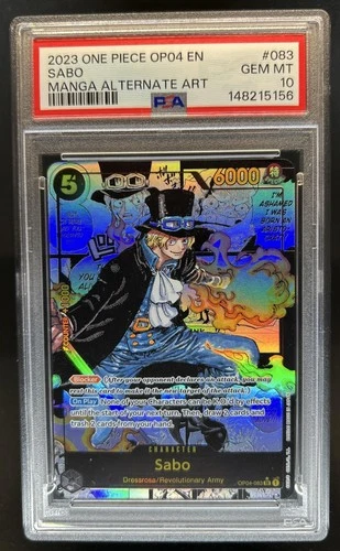 2023 One Piece Kingdoms Intrigue Sabo Super Rare Manga Alt Art #OP04-083 PSA 10