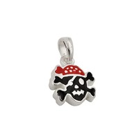 AnhäNger 8X9Mm Totenkopf Rot-Schwarz Lackiert Silber 925 | Gallay