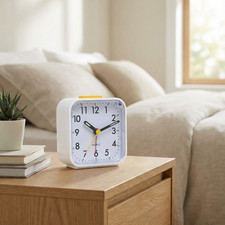 LED Desk Alarm Clock Nightlight Snooze Quiet Non Ticking Battery Powered USA