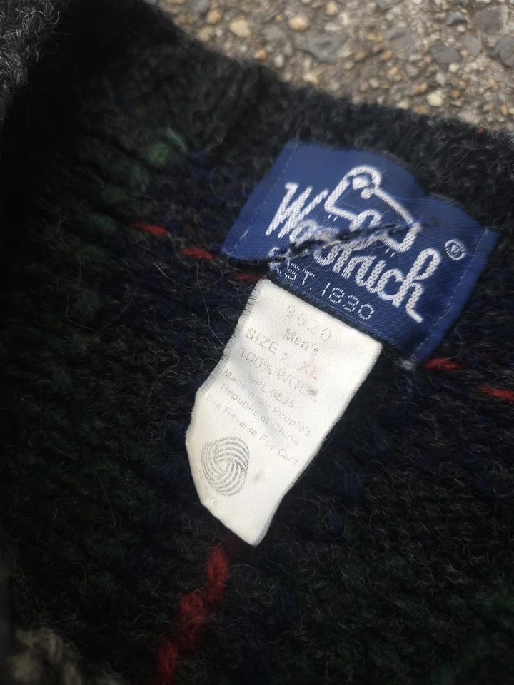 Vintage Woolrich Wool Knit Sweater Mens XL Medieval Knight Dragon Plaid 90s - Image 3 of 4