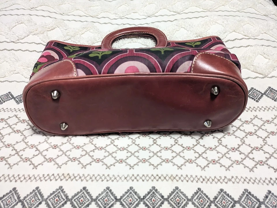 Bolso de Mano Isabella Fiora Y2K Púrpura Rosa Floral Cuentas con Asas de Cuero Foto 4 de 4