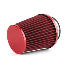 High Flow Cold Air Intake Cone Replacement Filter Car Universal 3" 76mm Red Dry.