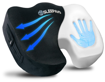 Sleepavo Seat Cushion Tailbone Relief for Coccyx, Sciatica & Lumbar Support