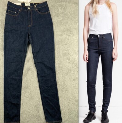 ACNE STUDIOS Jeans NWT Womens 30 High Waisted Skinny Jeans Dark Pin Raw Italy