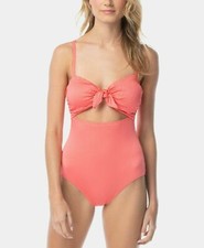 Vince Camuto Solid Bloom Smocked Cut-out One Piece Swimsuit 122 NWT Size 14