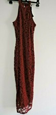 Boohoo Zena All Over Lace Racer Front Midi Dress Berry UK 10 rrp £30 NH10 LL 10