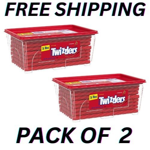 2pack Twizzlers Twists Strawberry Flavored Licorice Style Low Fat Candy Tub 5 lb