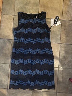 Karl Lagerfeld Women s Navy Blue, Lace Sleeveless Cocktail Shift Dress Size 12