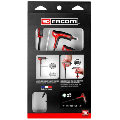 Facom Torx-Stiftschlüssel Satz 5-tlg MIT ''T''-GRIFF T10-T30