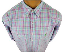 Mens Ralph Lauren Classic Fit Plaid Long Sleeve Button Down Shirt Size L 16 1/2