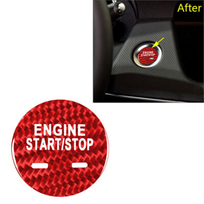 Red Dry Carbon Fiber Engine Start Stop Trim For Cadillac XTS CT6 XT5 CTS SRX