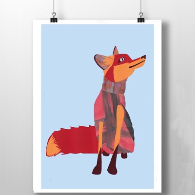 Hochwertiger Fuchs Druck A3 aus einer Original Collage Illustration ungerahmt