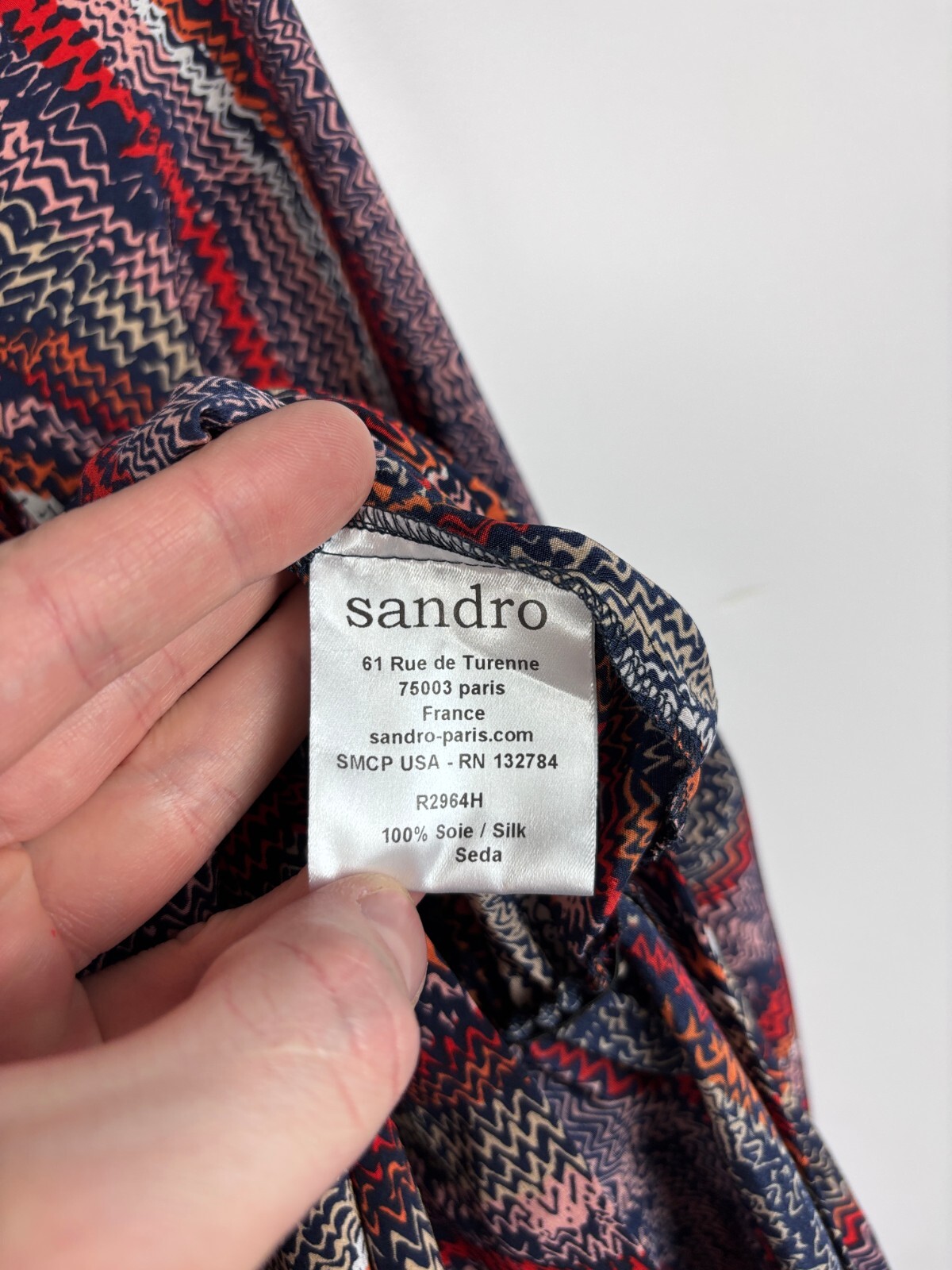 Sandro Silk Zigzag Pattern Long Sleeve Dress Elas… - image 10