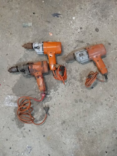 Lot De 3 Perceuses Vintage Black & Decker Orange - En L'État Pour Pièces