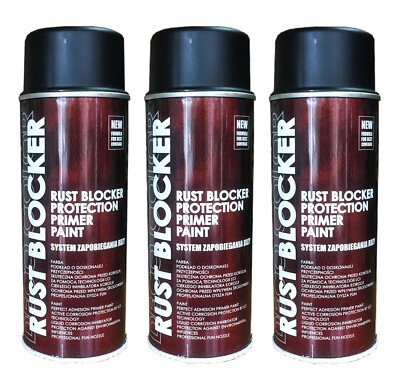 RUST BLOCKER Metallchutzlack 4in1 Rost Schutz Schwarz SeidenMatt RAL9005 3x400ml