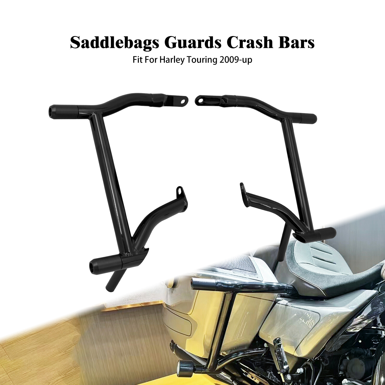 Saddlebags Black Guards Crash Bars For Harley Touring Street Road Glide