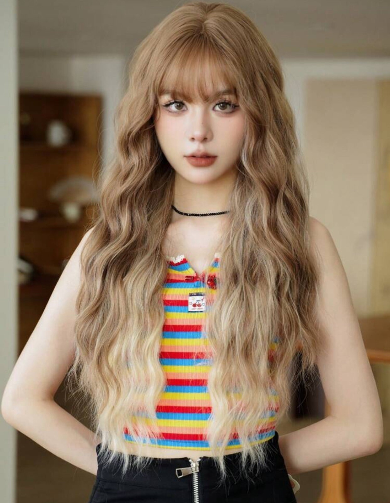 Perruque synthétique bouclée 75cm pour changer de coiffure sans effort