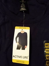 ACTIVE LIFE Womens Soft Black Active Long Sleeve Shirt Size Medium M