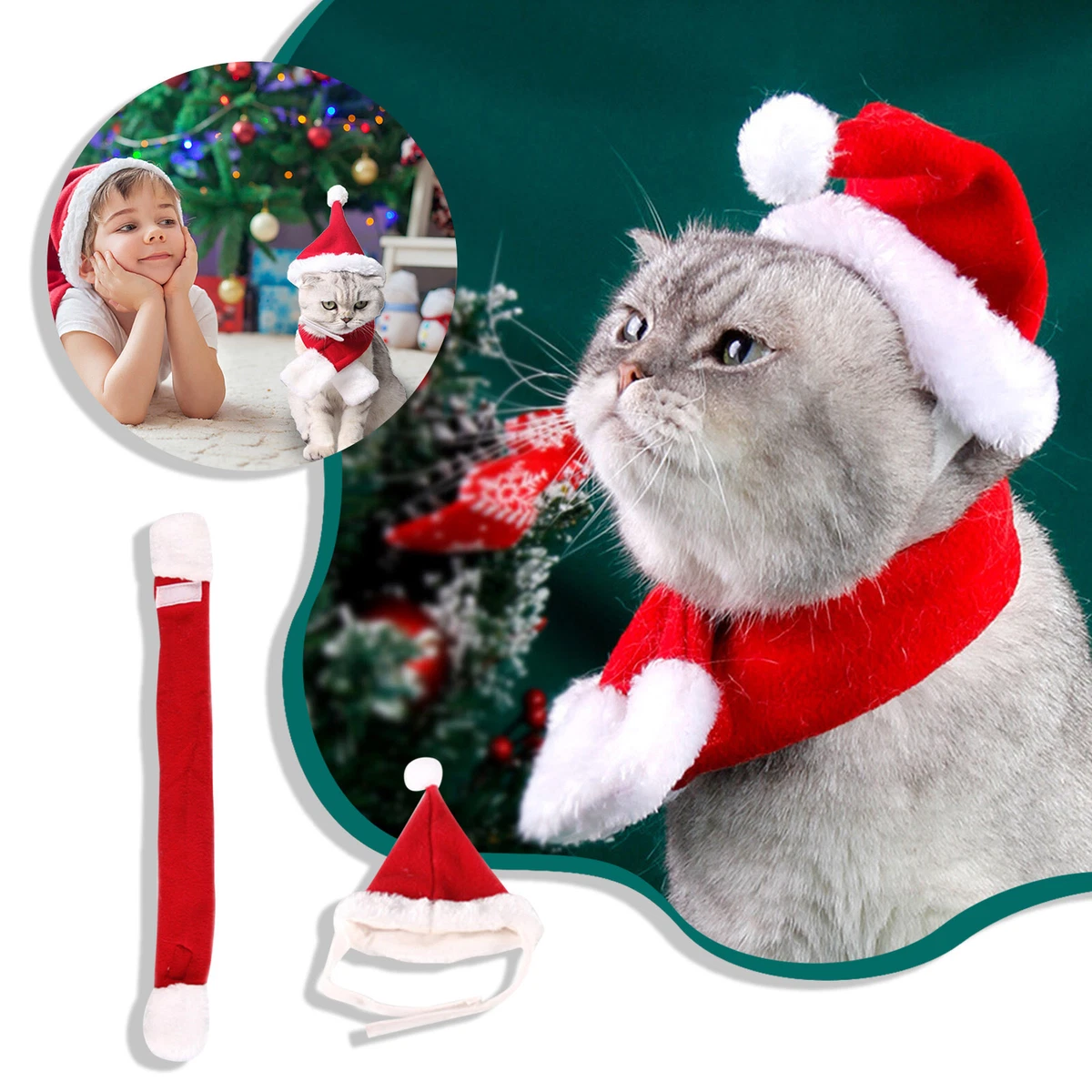 Pet Hat Factory Christmas Scarf Red Warm Velvet Pet Christmas Suit
