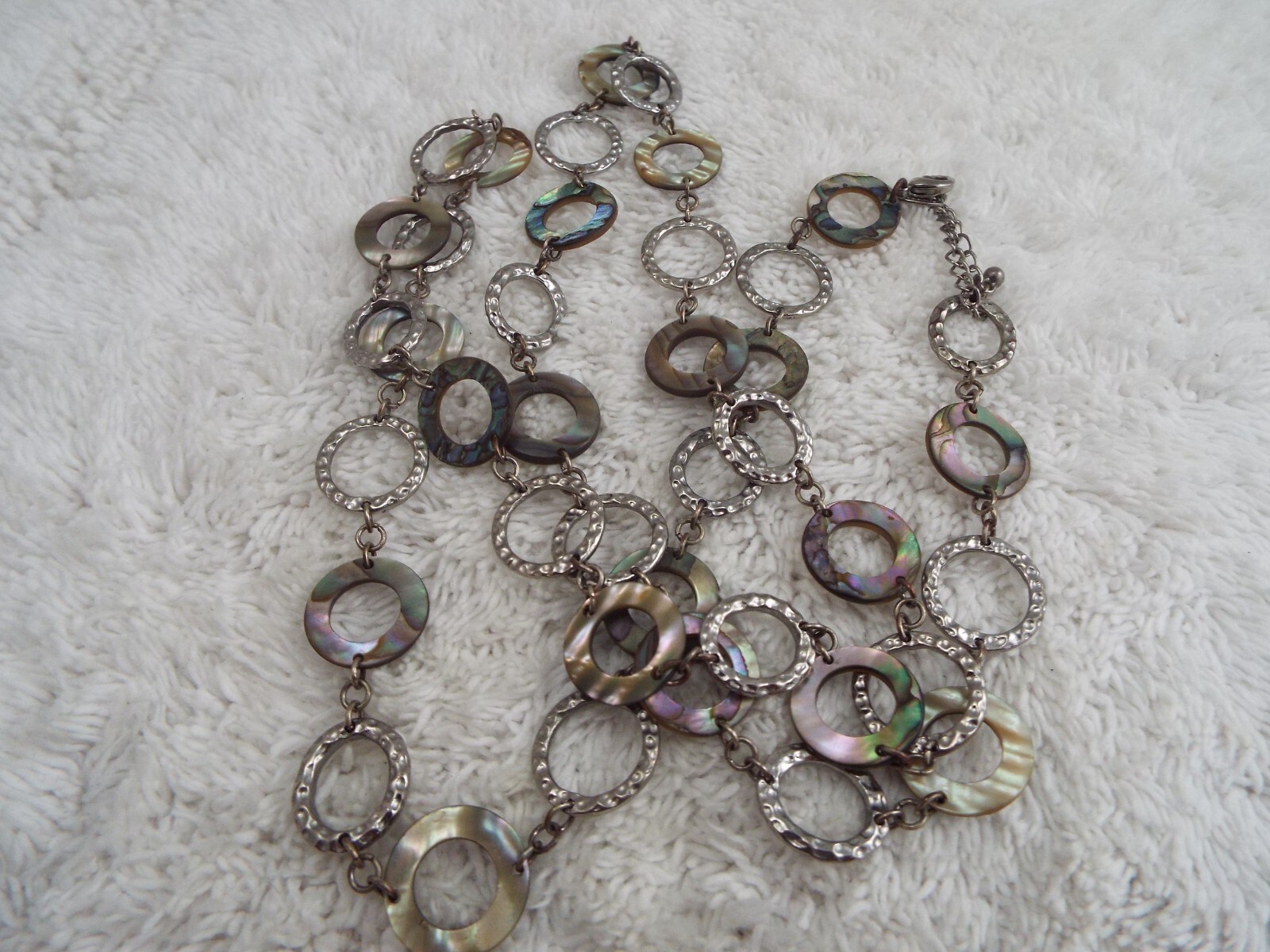 Silvertone Shell Ring Necklace (J23) - image 3