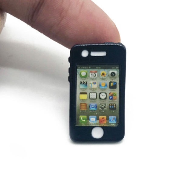 Miniature Alloy iPhone Look Model 16 Dollhouse Toy Mobile Phone Black