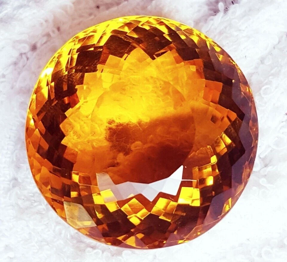 Large Yellow Citrine 77.85 Ct. Round Cut Loose Gemstone Gift for women Pendant - Image 3 of 4