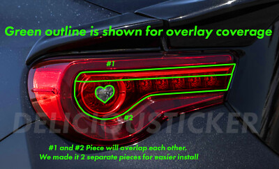 RED HEART Tail Light Inner Rear Brake Overlays PreCut Tint Vinyl