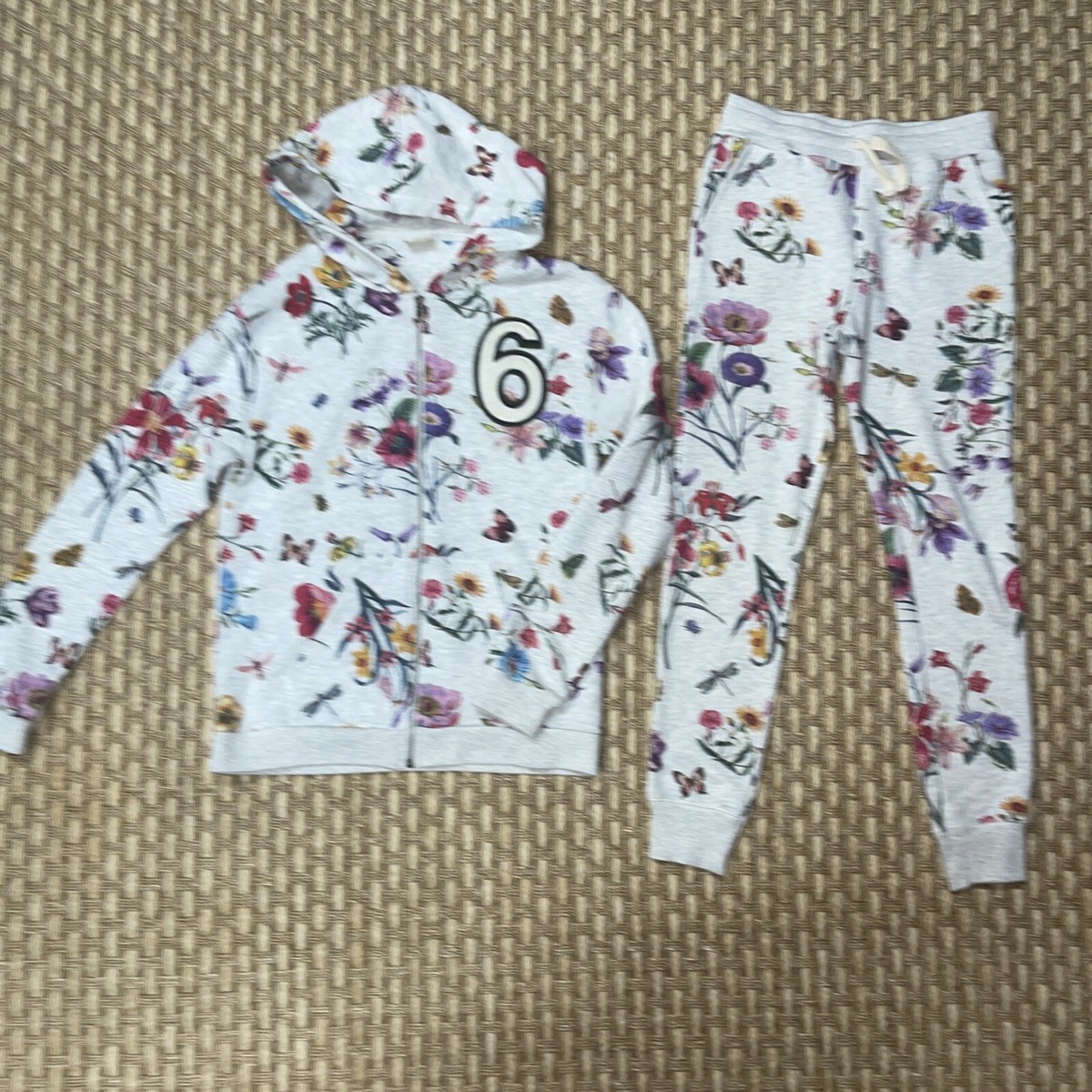 Zara Kids Zip Up Floral Hoodie & Matching Joggers Set Girl