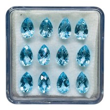 VVS 12 Pcs Natural Sky Blue Topaz 8x6mm Pear Cut Top Quality Loose Gemstones Lot