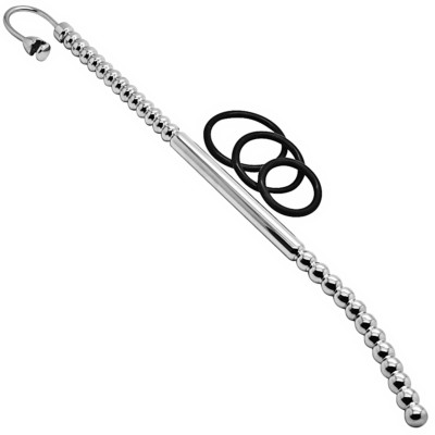 X1 Prince's Wand, 316L Surgical Steel 11'' Male Urethra Sounding Plug with G-Ring