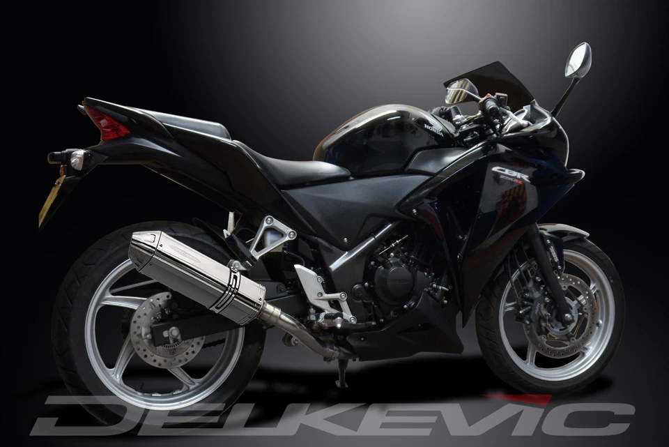 Silenciador de escape de acero inoxidable triovalado 13" deslizable Honda CBR250R 2011-2014 Delkevic  Foto 4 de 4