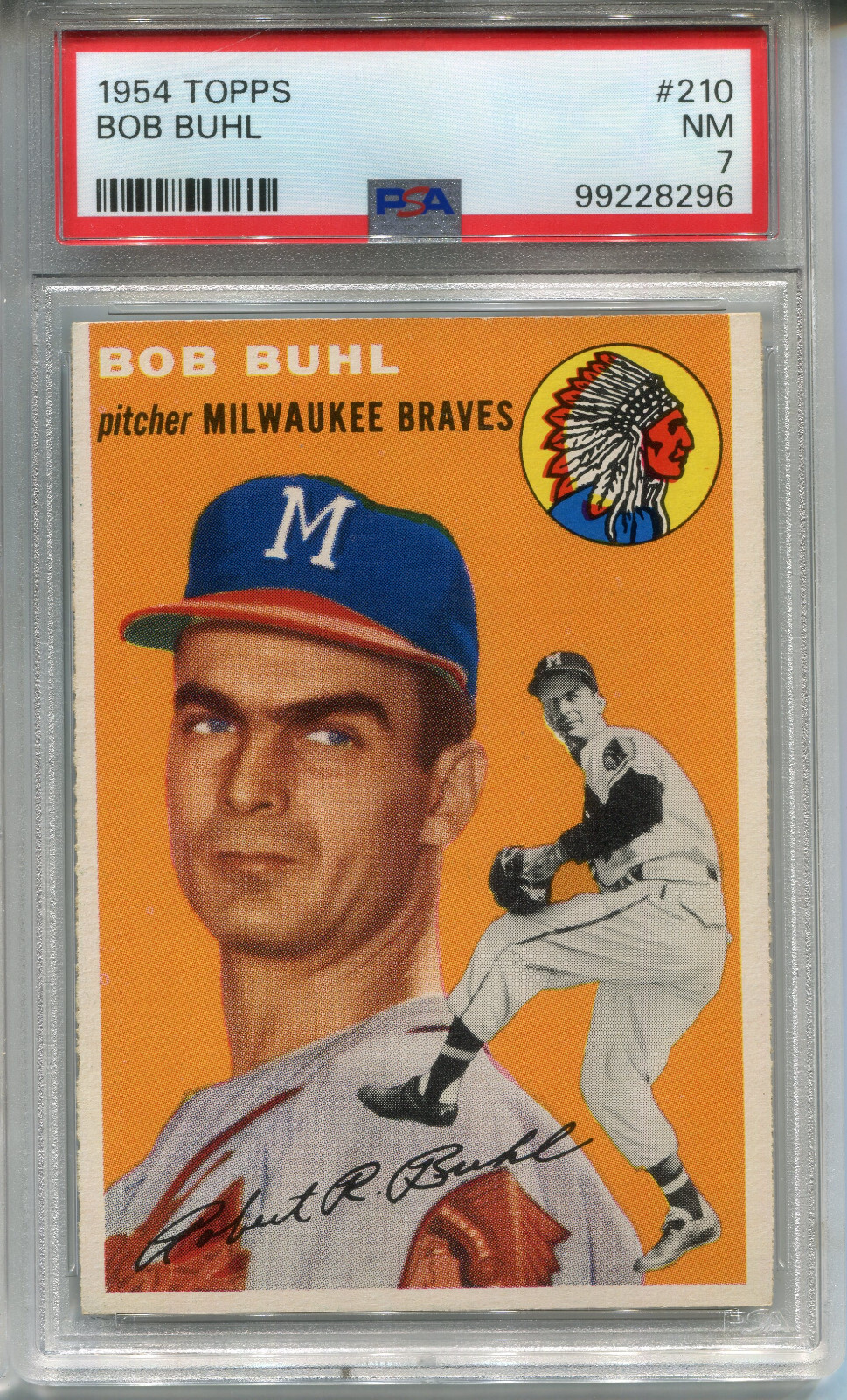 1954 Topps #210 Bob Buhl PSA 7 NM Milwaukee Braves