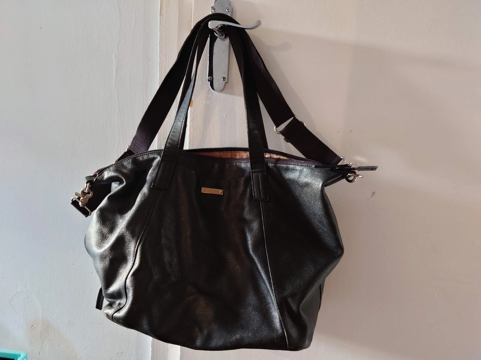 Storksak Bugaboo Leather Black | Luxury Baby Changing Bag With Changing Mat