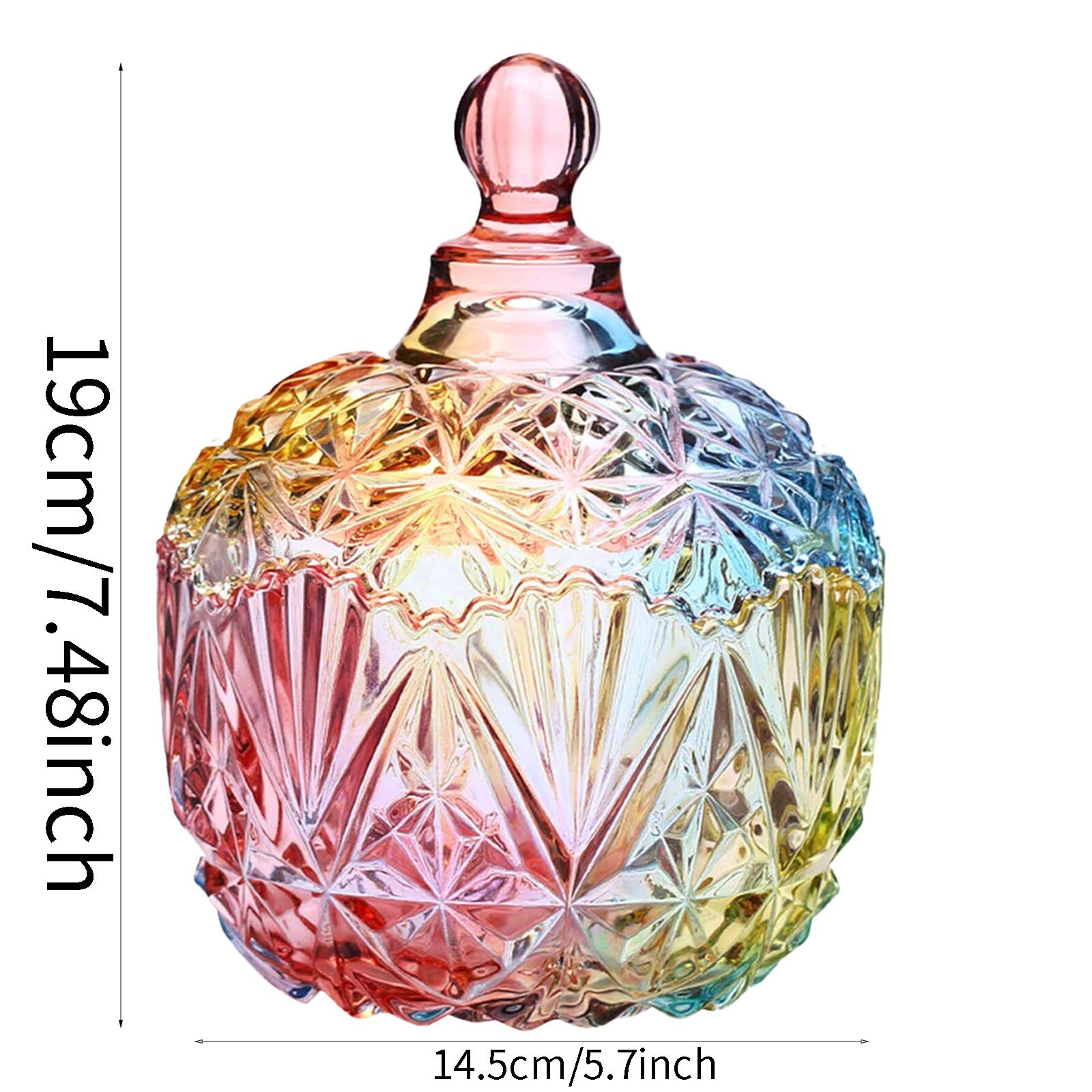 1Pc Colorful Glass Storage Jar With Lid Candy Cookie Jar Jewelry Box