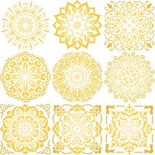 9 Pack 12x12 Inch Large Mandala Stencils Painting Templates for Wood Fabric