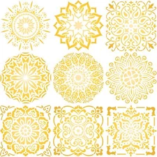 9 Pack 12x12 Inch Large Mandala Stencils Painting Templates for Wood Fabric