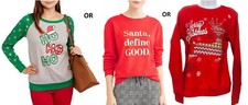 WOMEN'S CHRISTMAS PULLOVER SWEATSHIRTS JUNIORS' SIZES CHR2 