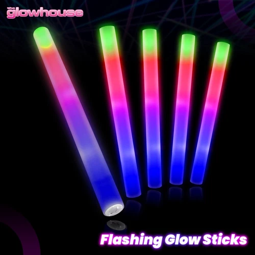 Light Up Premium LED Foam Glow Stick High Quality Multi Colour Large 18" Long UK
