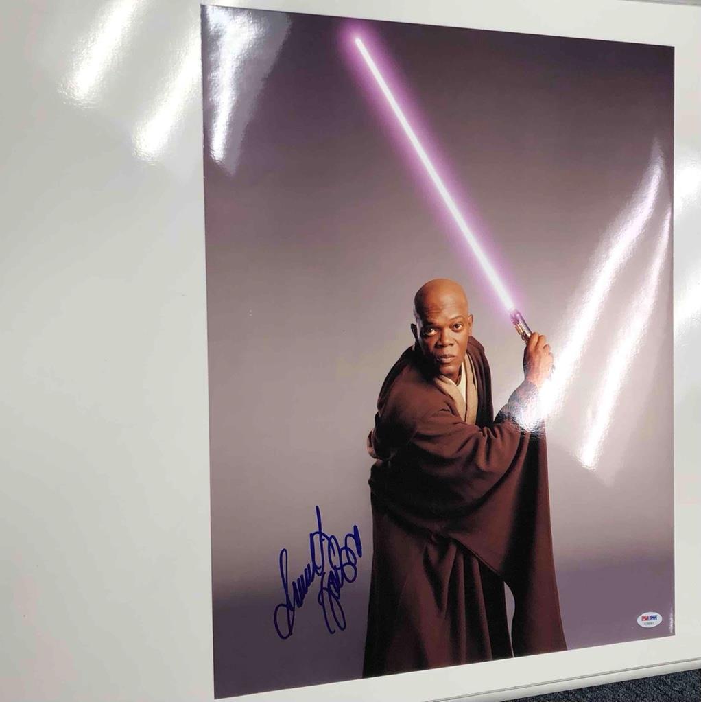 Samuel L Jackson full autograph Star Wars signed Mace Windu 16x20