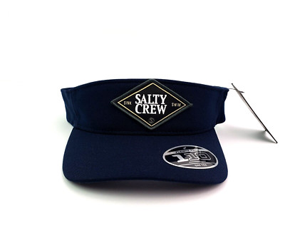 Salty Crew Fishstone Mens One Size Navy Blue Flexfit Tech 110 Adjustable Visor