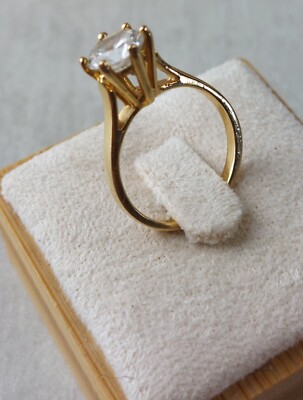 Bague Vintage Ancienne - Décor Strass Et Métal Doré - Taille 50 - Bijou Rétro En Bon état