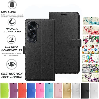 Honor 90 Lite Case Cover Flip Folio Leather Wallet Credit Card Slot For