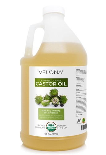 Velona USDA Certified Organic Castor Oil 2 Fl Oz - 1 Gallon Eyelashes Eyebrows - Picture 65 of 71