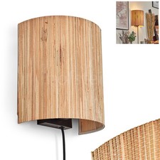 HOFSTEIN Iseo Lampa ścienna Sypialnia Lampa ścienna Metal / trawa morska w kolorze czarnym / naturalnym