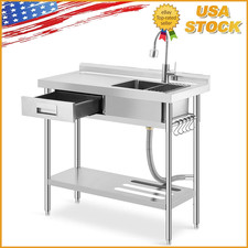Freestanding Stainless Steel Single Bowl Utility Sinks with Drawers for Kitchen