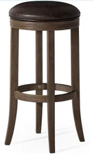 Maven Lane Eva Bar Stool in Walnut Finish with Marksman Saddle Vegan Leather