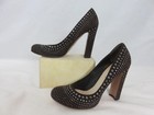 Prada Milano Brown Studded Suede Pumps Round Toe Ulta High 4"  Heel SZ 39 1/2 — photo 2