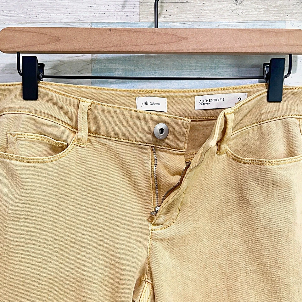 J Jill Denim Authentic Fit Cropped Jeans Yellow Low Rise Womens 2P 2 Petite - Image 3 of 4