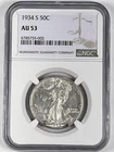 1934-S Walking Liberty Half Dollar : NGC AU53