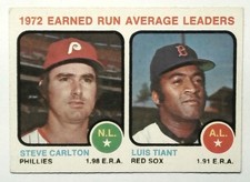 Steve Carlton Luis Tiant 1973 Topps ERA Leaders #65 EX